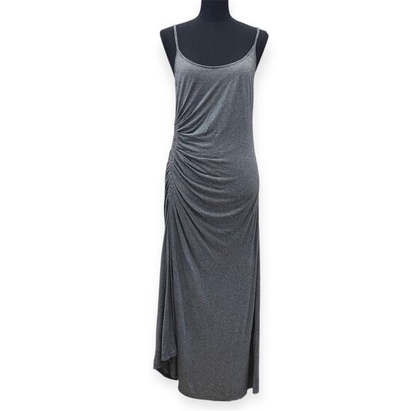 A.L.C. Sleeveless Side Ruched Jersey Knit Gray Classic Midi Dress Size Large - Picture 1 of 6